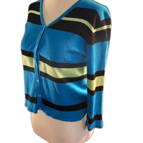 Vtg. Women's Silk Multi Colored Striped Cardigan Size S - Picture 2 of 5
